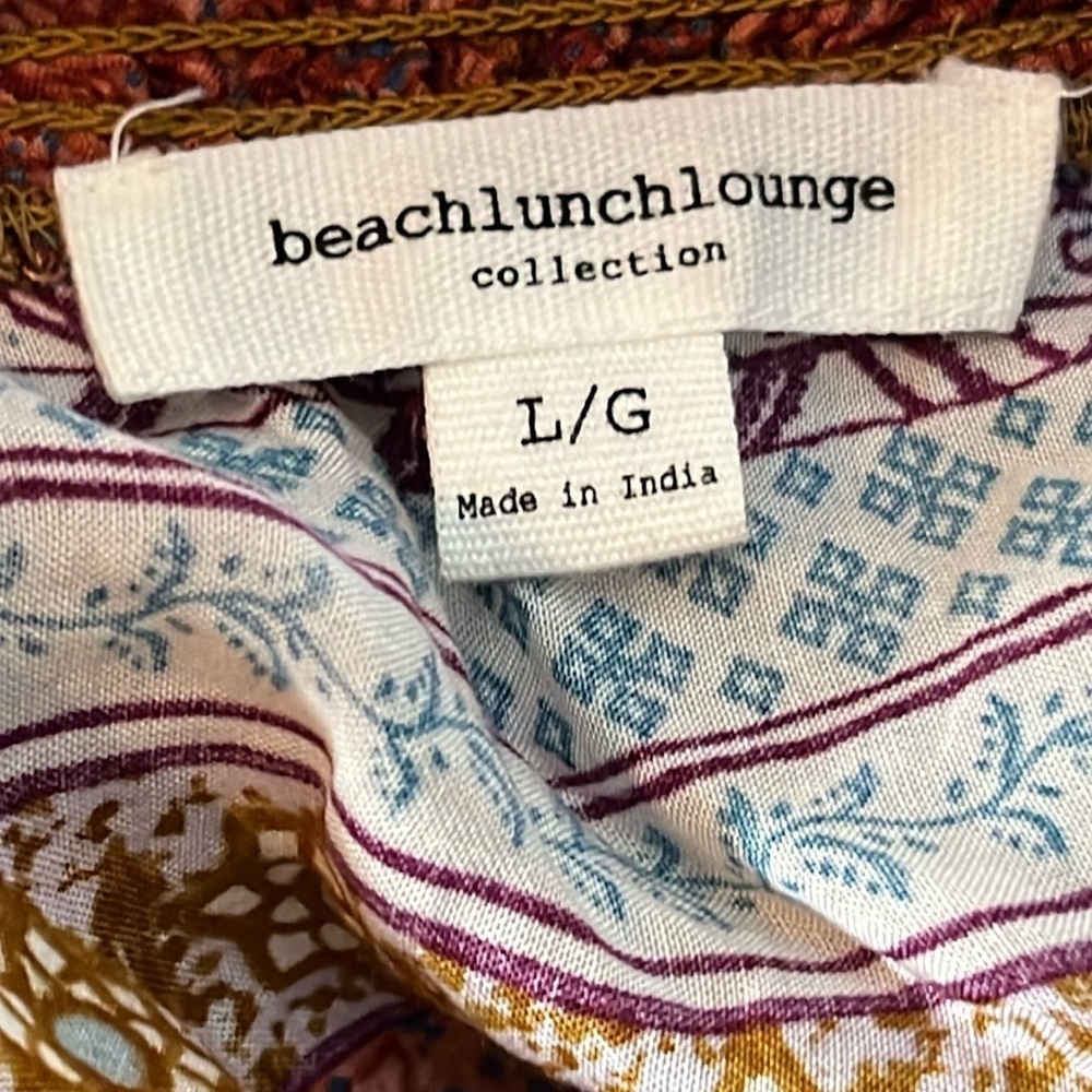 BEACHLUNCHLOUNGE Women’s Mixed Media Print Ruffle Off Shoulder Blouse Size L - Picture 5 of 7